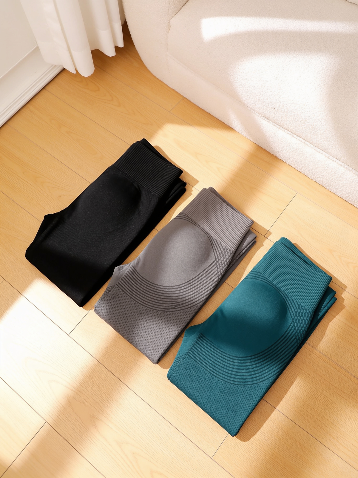 Sculpt Legging 3-Pack, three folded pairs: Black, Gray and Green