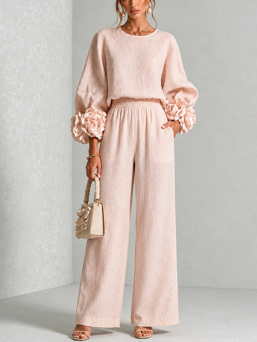 Rosalie two-piece set in blush floral, front