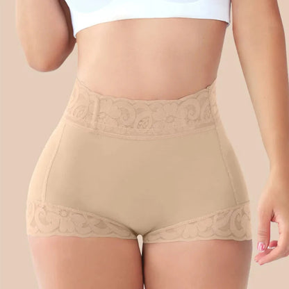 The Booty Boxer in Nude, front view, high-waist shaping short