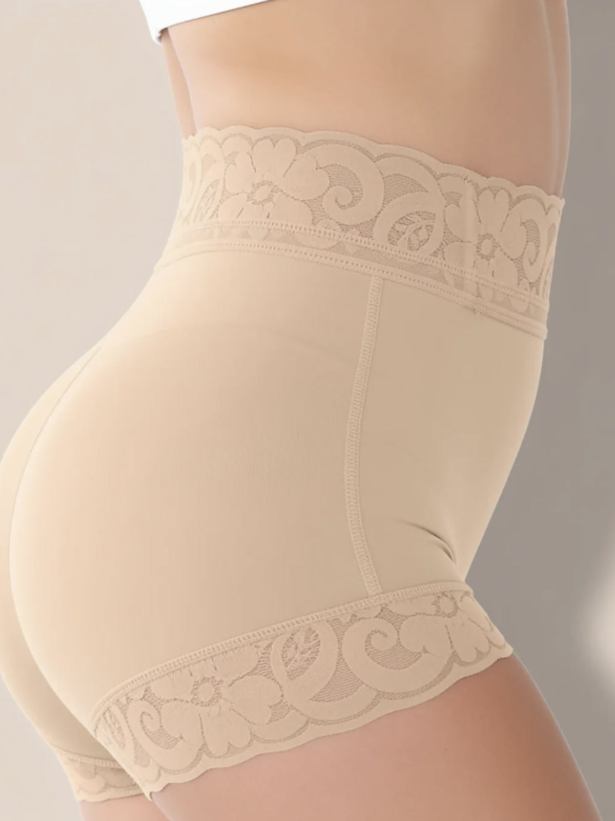 The Booty Boxer in Beige, rear view
